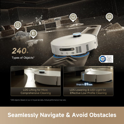 Robot Vacuum and Mop with Multi-Mop System, Up to 30,000Pa Suction, Obstacle Avoidance, Auto Empty & Mop Washing